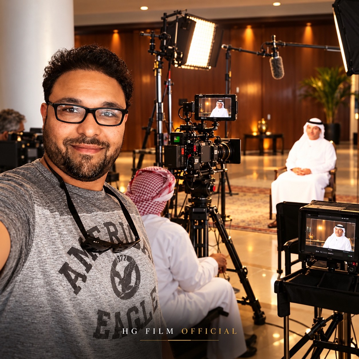 Hossam Nageeb directing an interview production