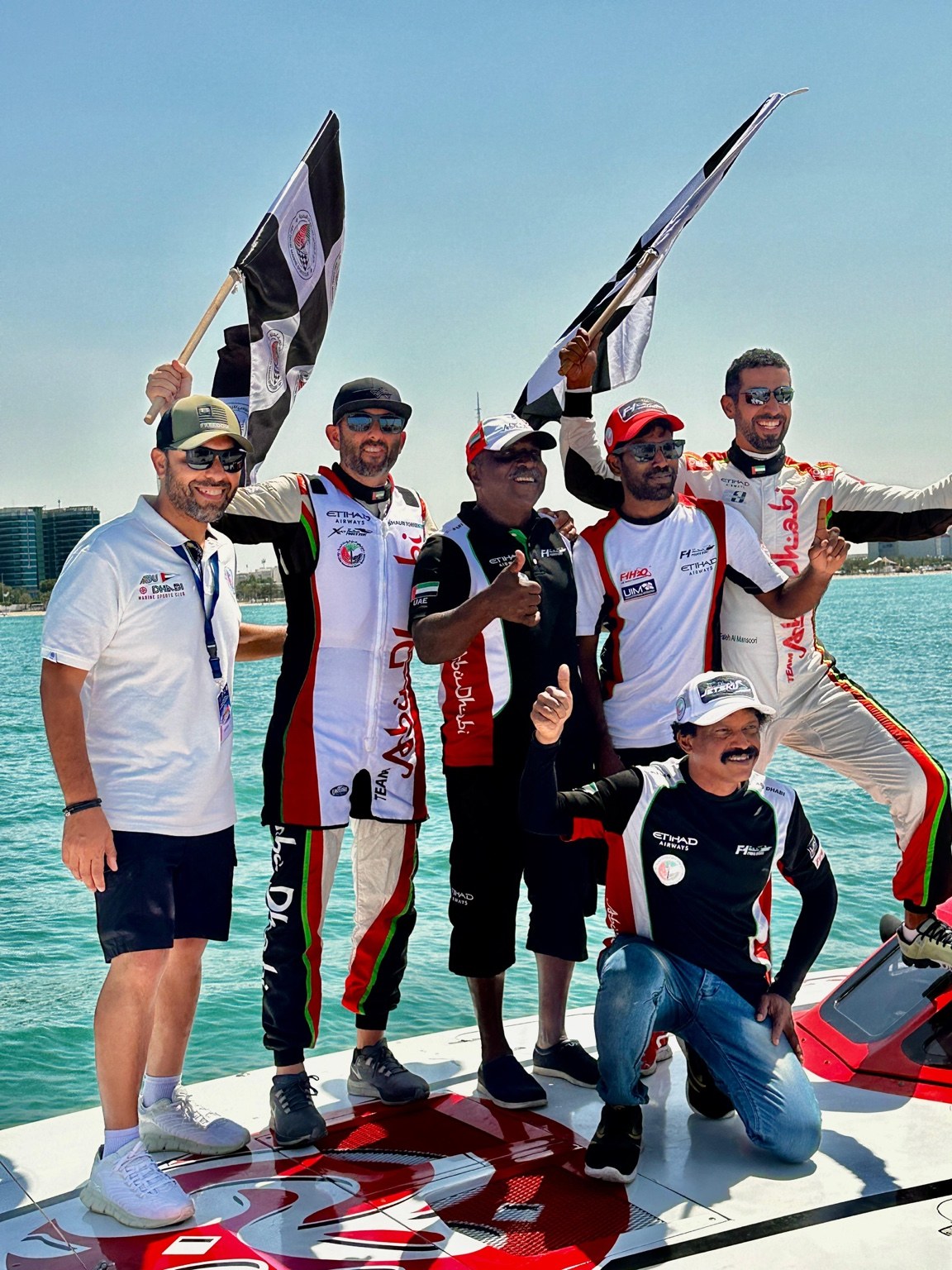Hossam Nageeb with Team Abu Dhabi on the water