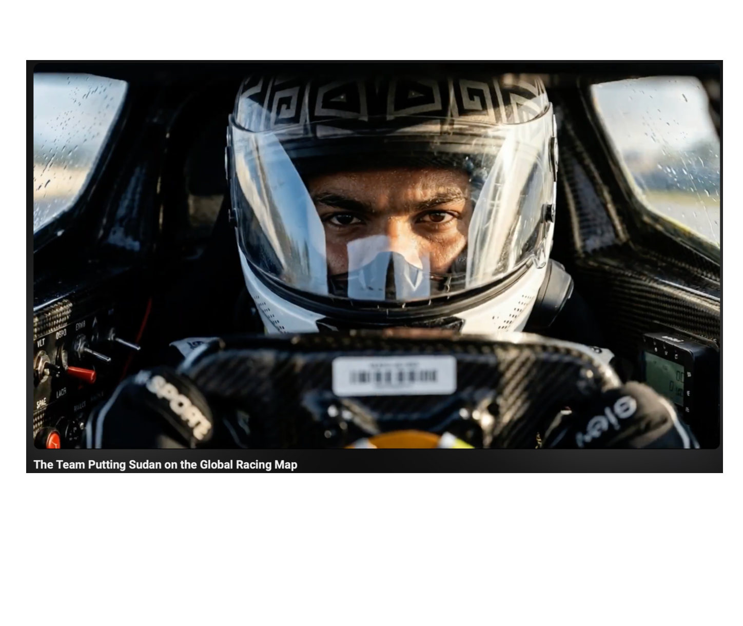 AI-generated helmeted racing driver from the film cover